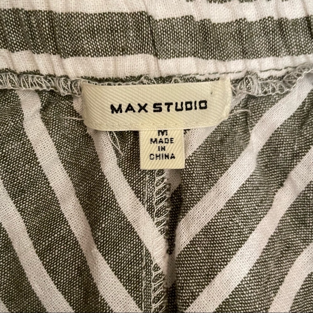 Max Studio One Striped Button Front Linen Midi Sk… - image 6
